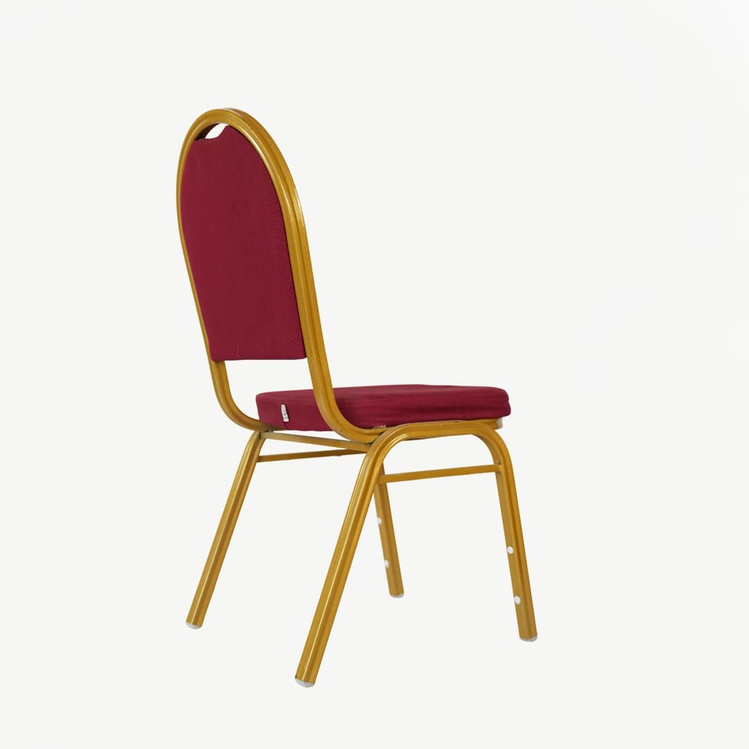 Red Banquet Chair with Gold Metal Frame