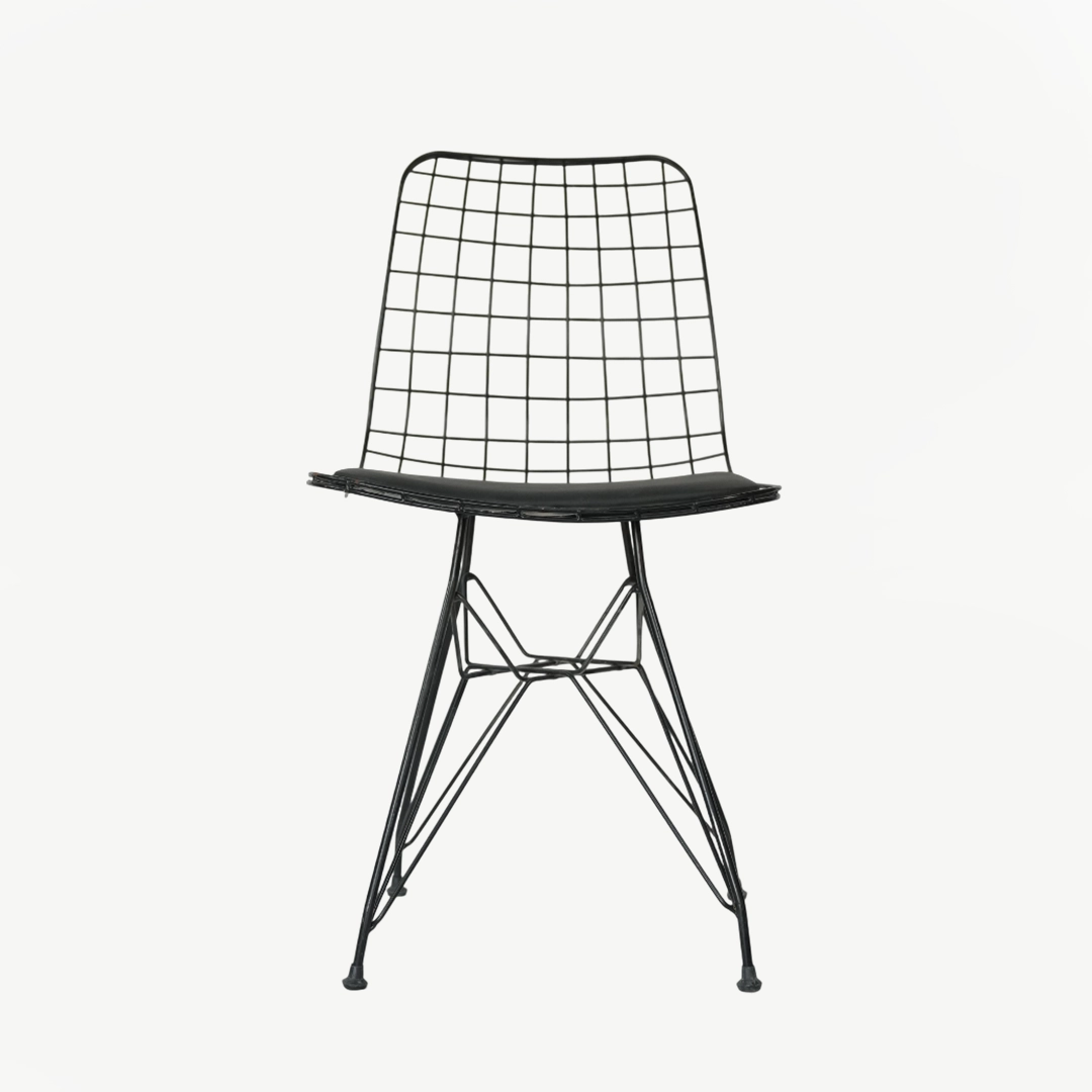 High-Quality Metal Grid Accent Chair with 80 cm Height and Faux Leather Seat - Image 3