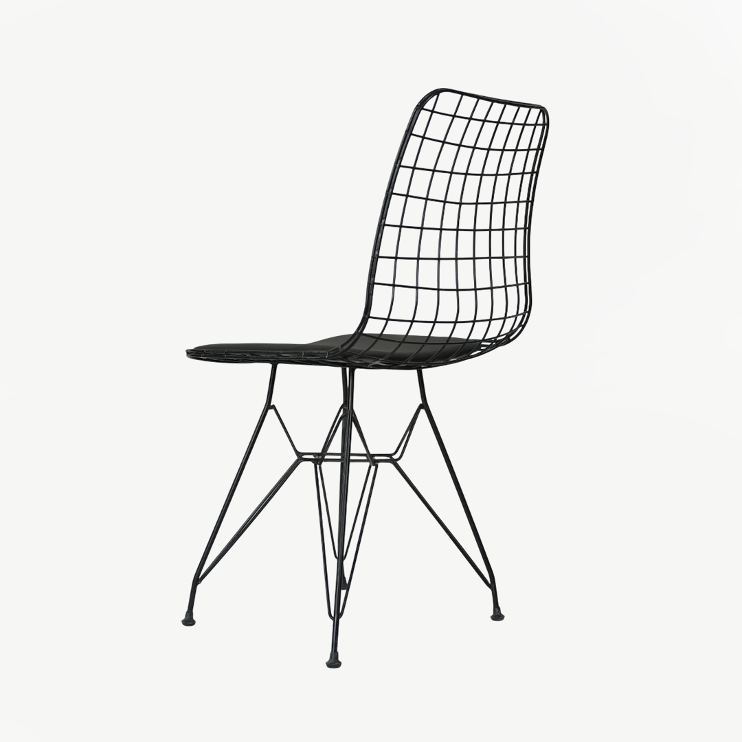High-Quality Metal Grid Accent Chair with 80 cm Height and Faux Leather Seat - Image 4