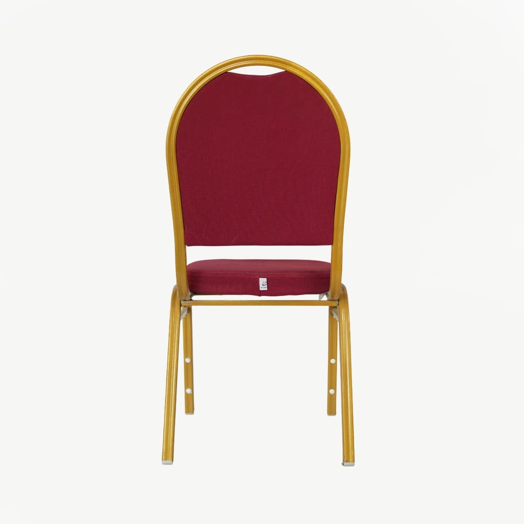 Red Banquet Chair with Gold Metal Frame