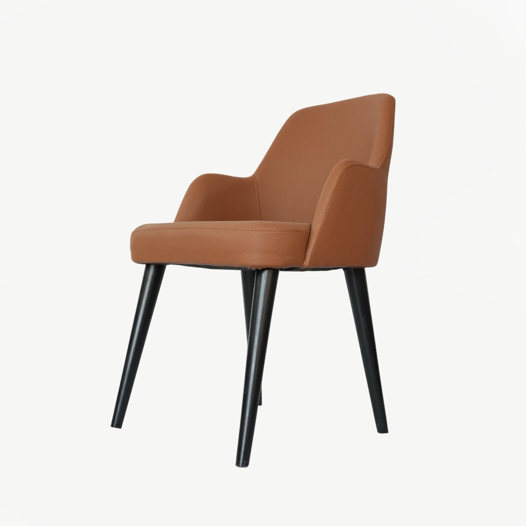 Modern Faux Leather Accent Chair with 83 cm Height and Tapered Metal Legs - Image 2