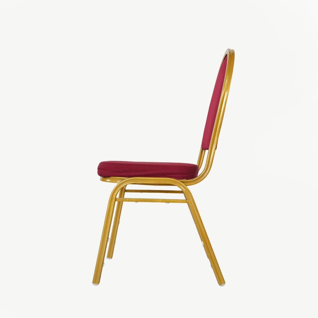 Red Banquet Chair with Gold Metal Frame