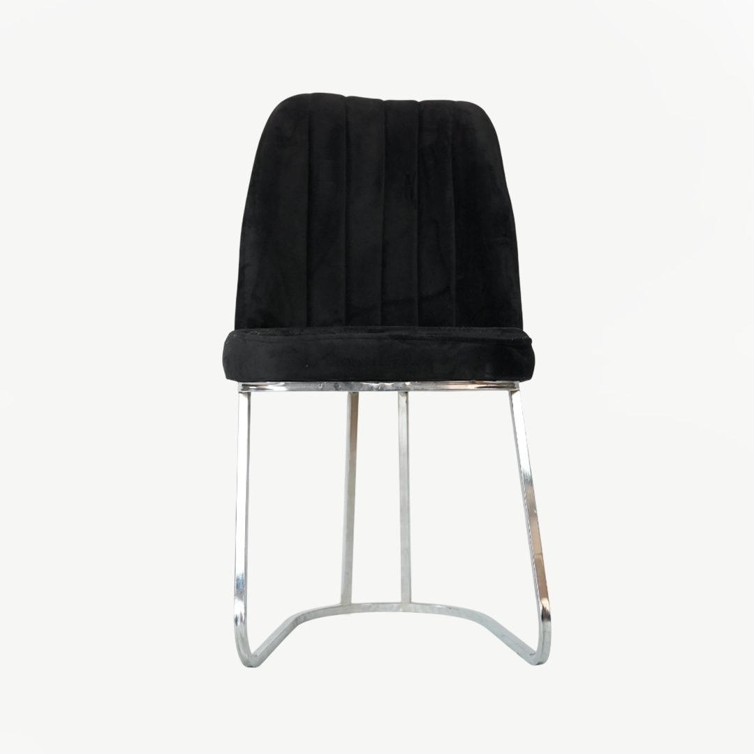 Modern Velvet Dining Chair with Sleek Chrome Base – 88x44cm - Image 3