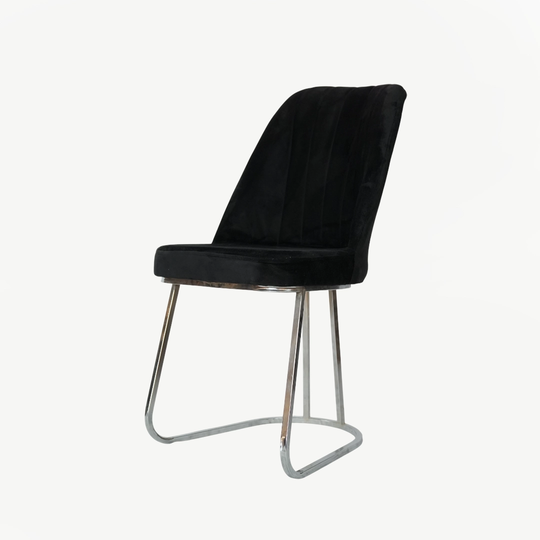 Modern Velvet Dining Chair with Sleek Chrome Base – 88x44cm - Image 2