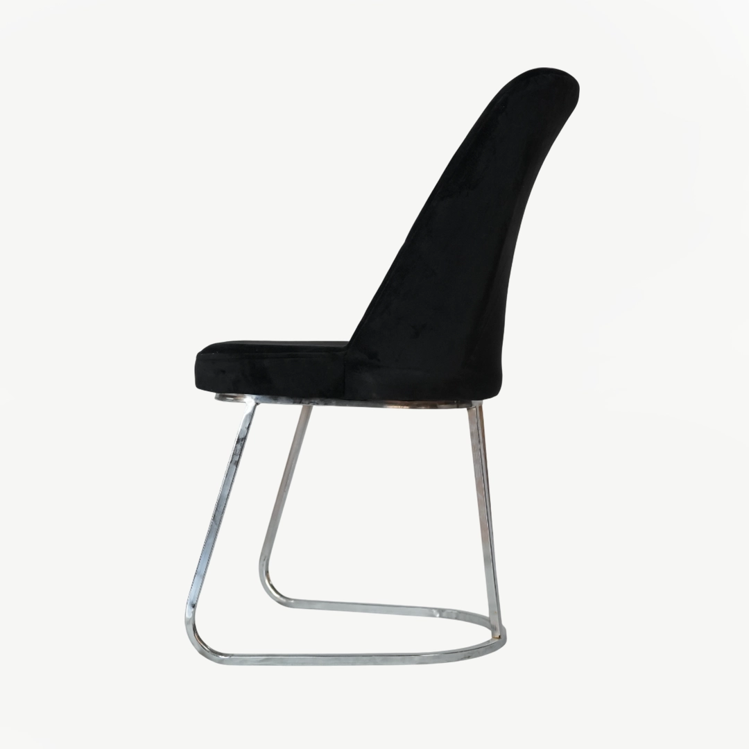 Modern Velvet Dining Chair with Sleek Chrome Base – 88x44cm - Image 4