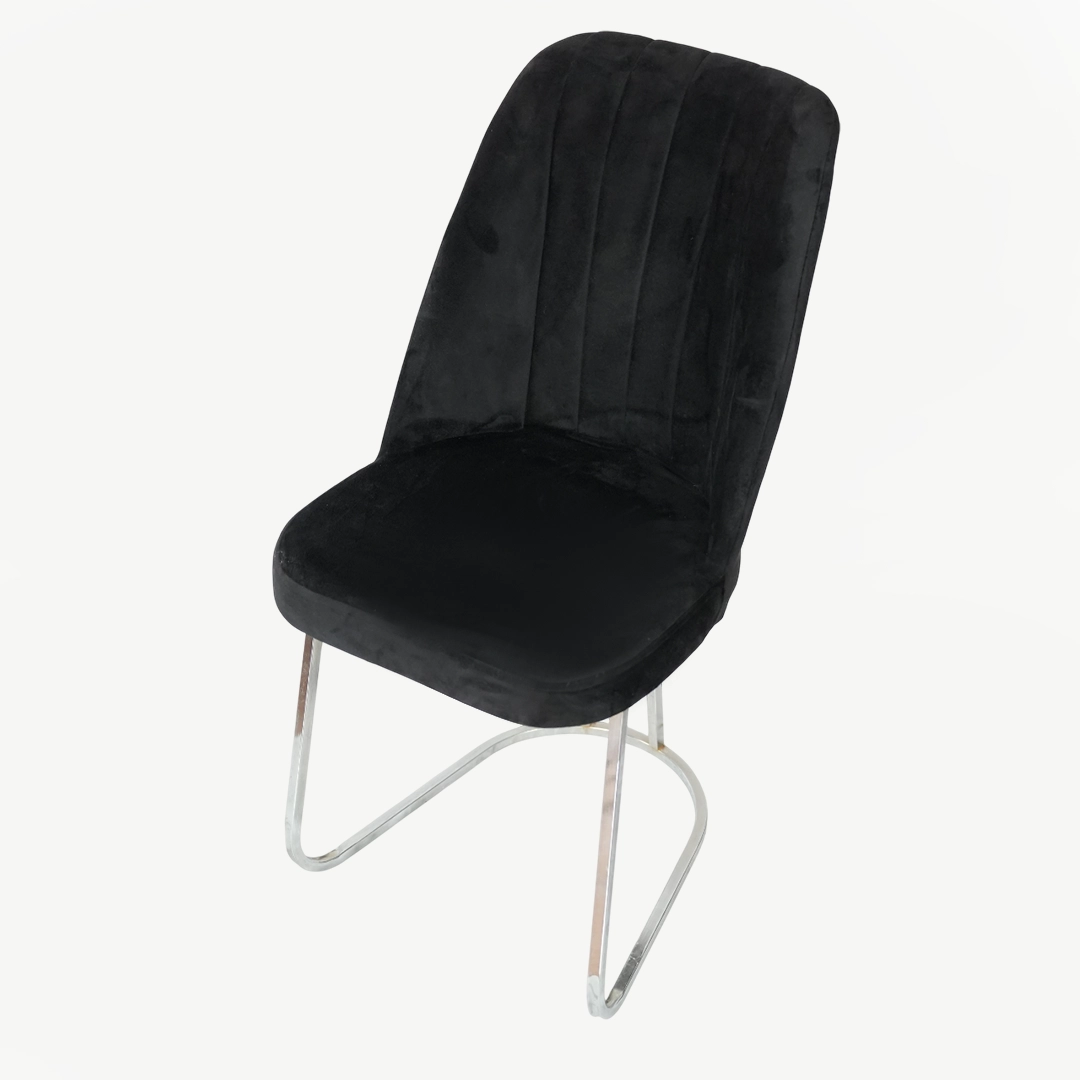Modern Velvet Dining Chair with Sleek Chrome Base – 88x44cm - Image 5