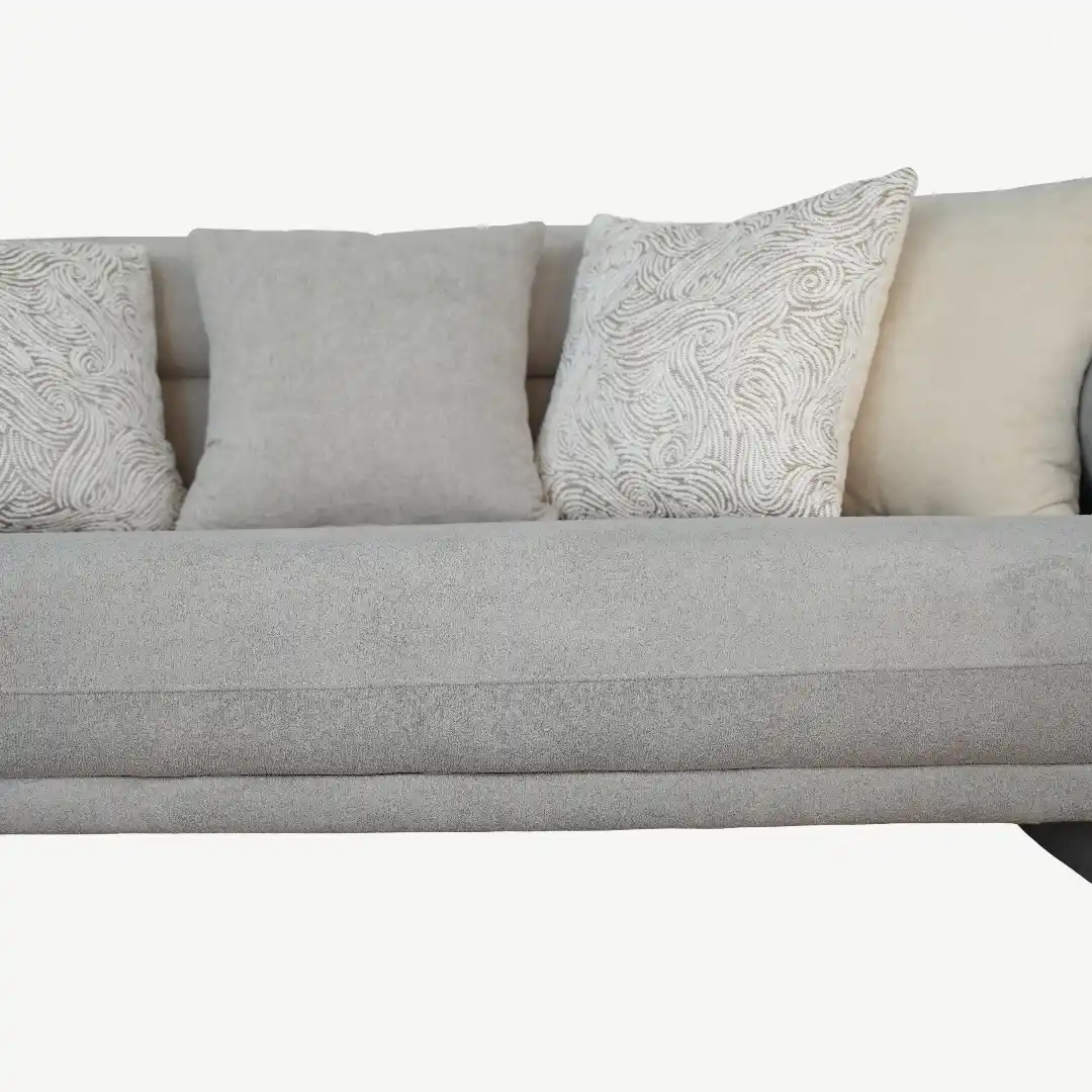 curved sofa set – plush fabric and prominent, sculptural wooden accents – 4 Pieces - Image 26