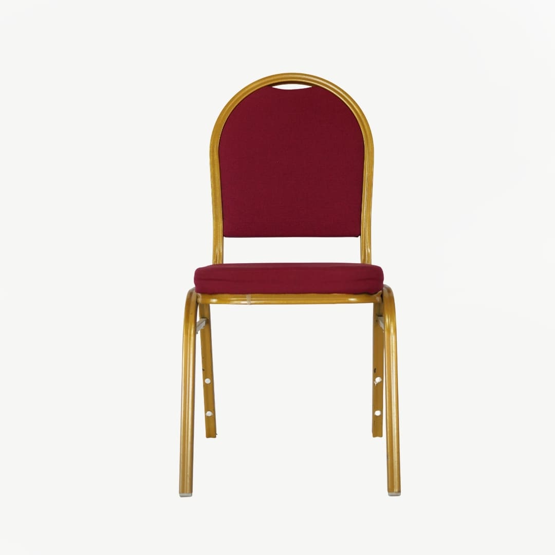Red Banquet Chair with Gold Metal Frame