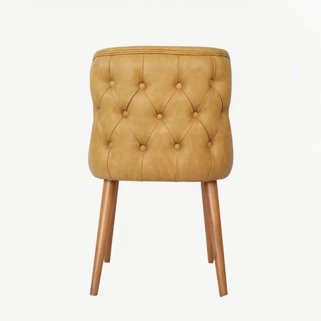 Dining Chair Upholstered in Faux Leather with Wooden Legs - Image 8