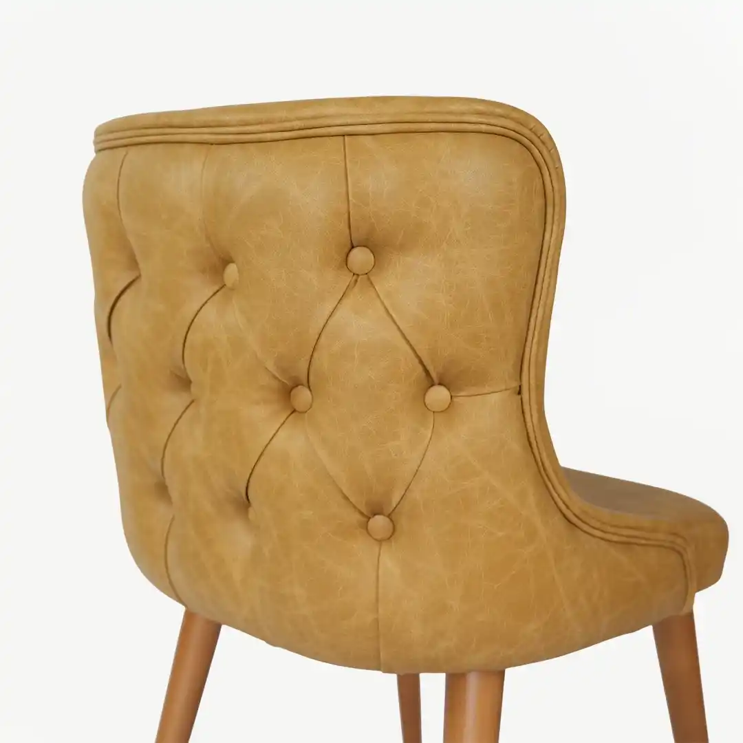 Dining Chair Upholstered in Faux Leather with Wooden Legs - Image 7