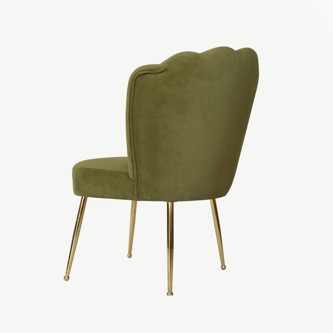 High-Quality Shell-Design Velvet Accent Chair with 90 cm Height and Golden Legs - Image 7