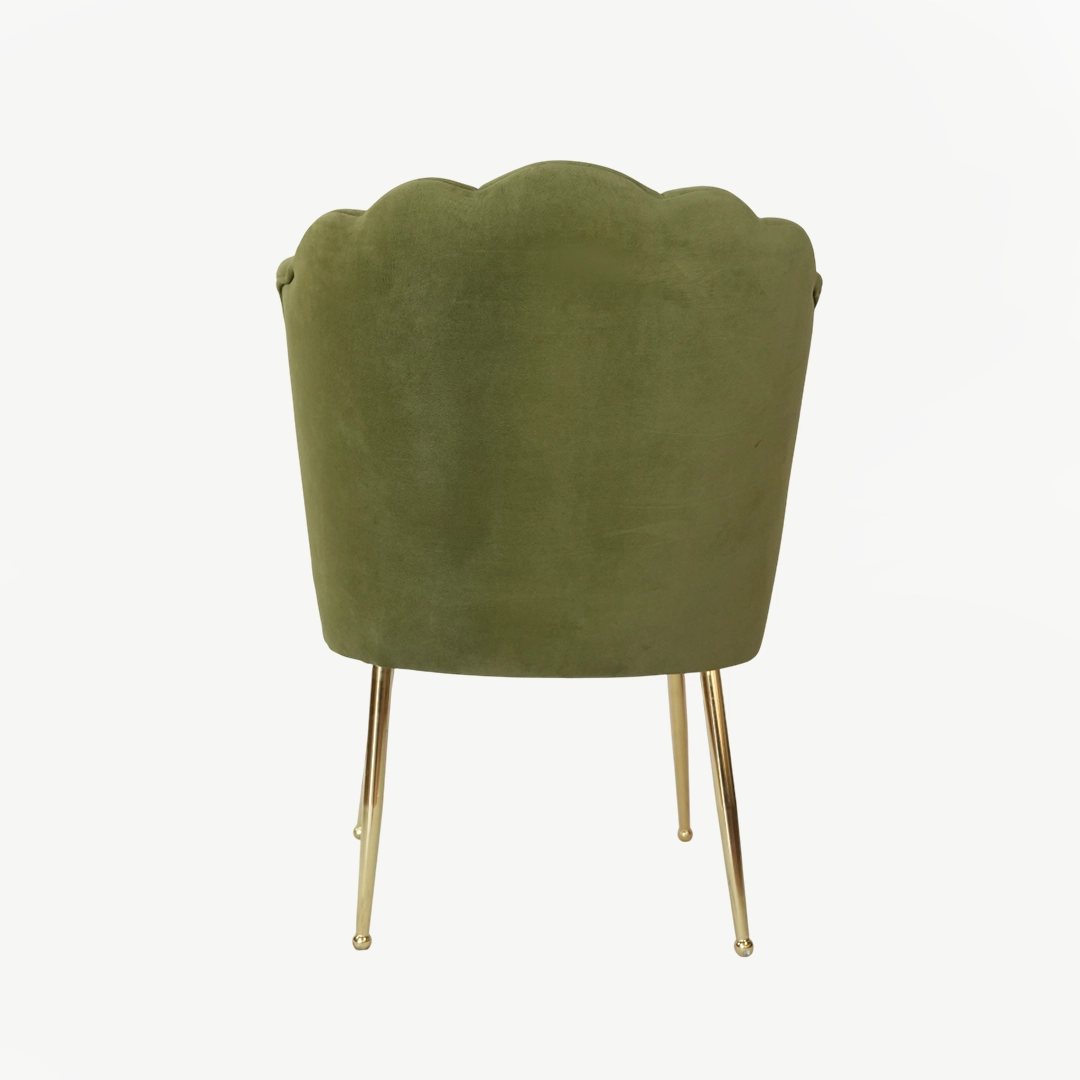High-Quality Shell-Design Velvet Accent Chair with 90 cm Height and Golden Legs - Image 6
