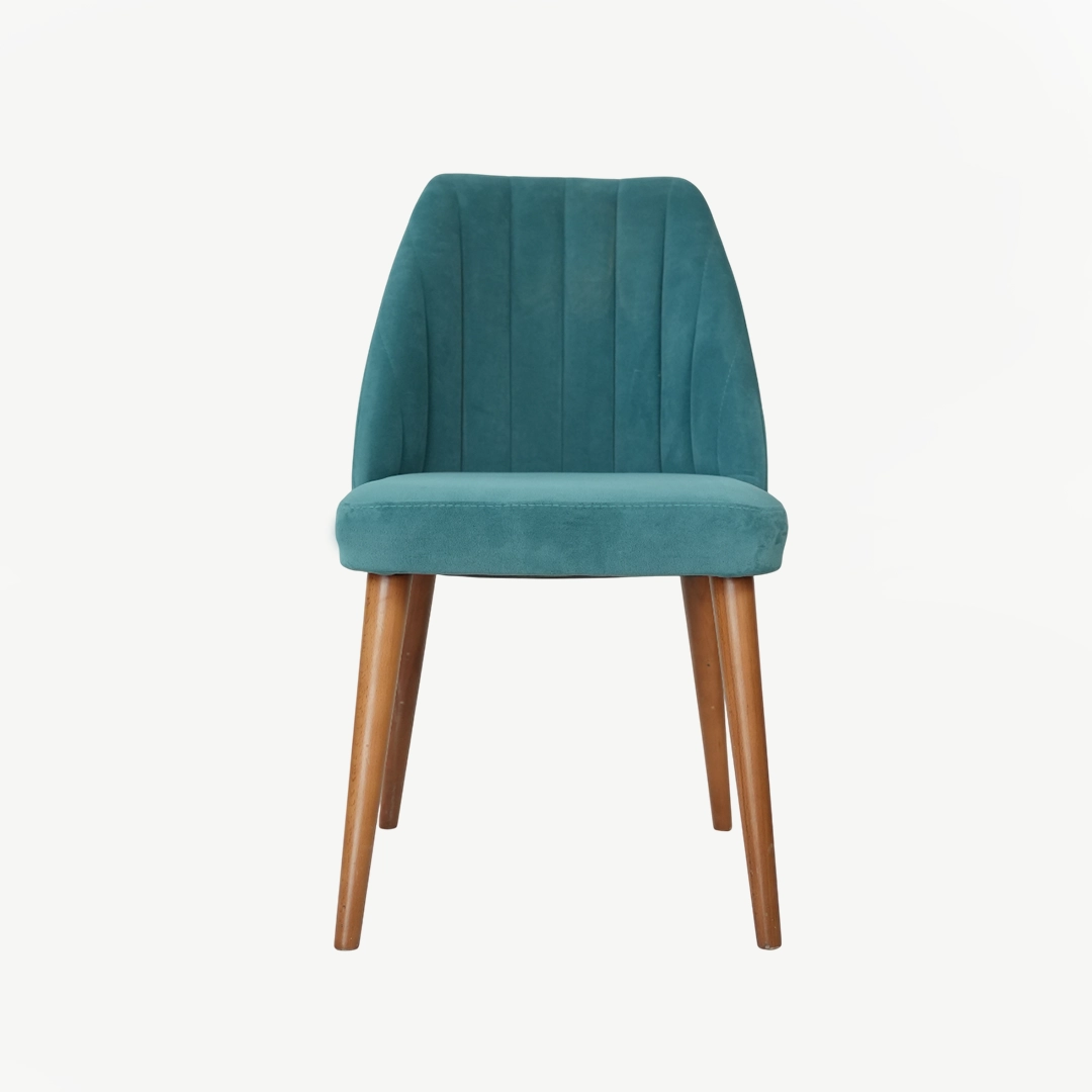 Turquoise Dining Chair Made of Beechwood with Velvet Upholstery - Image 3