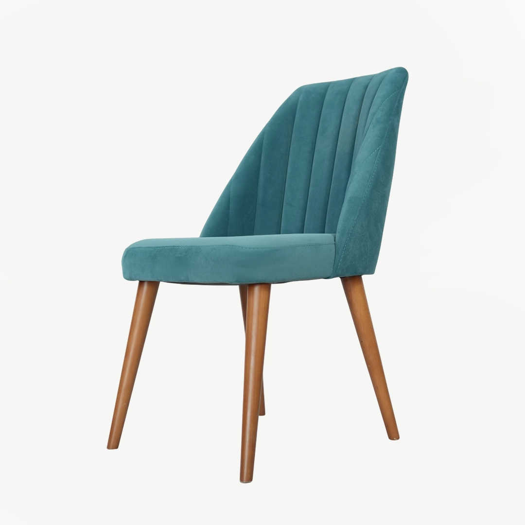 Turquoise Dining Chair Made of Beechwood with Velvet Upholstery - Image 2