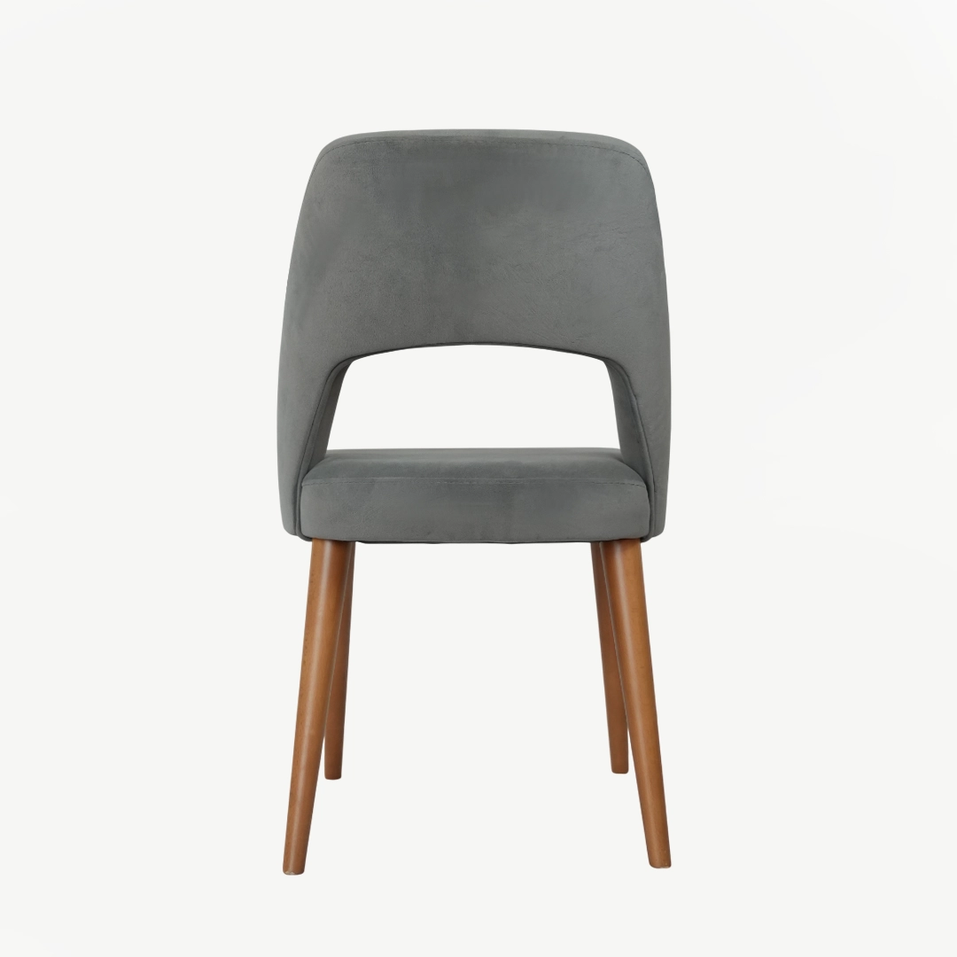modern chair upholstered in gray velvet fabric and beech wood legs - Image 5