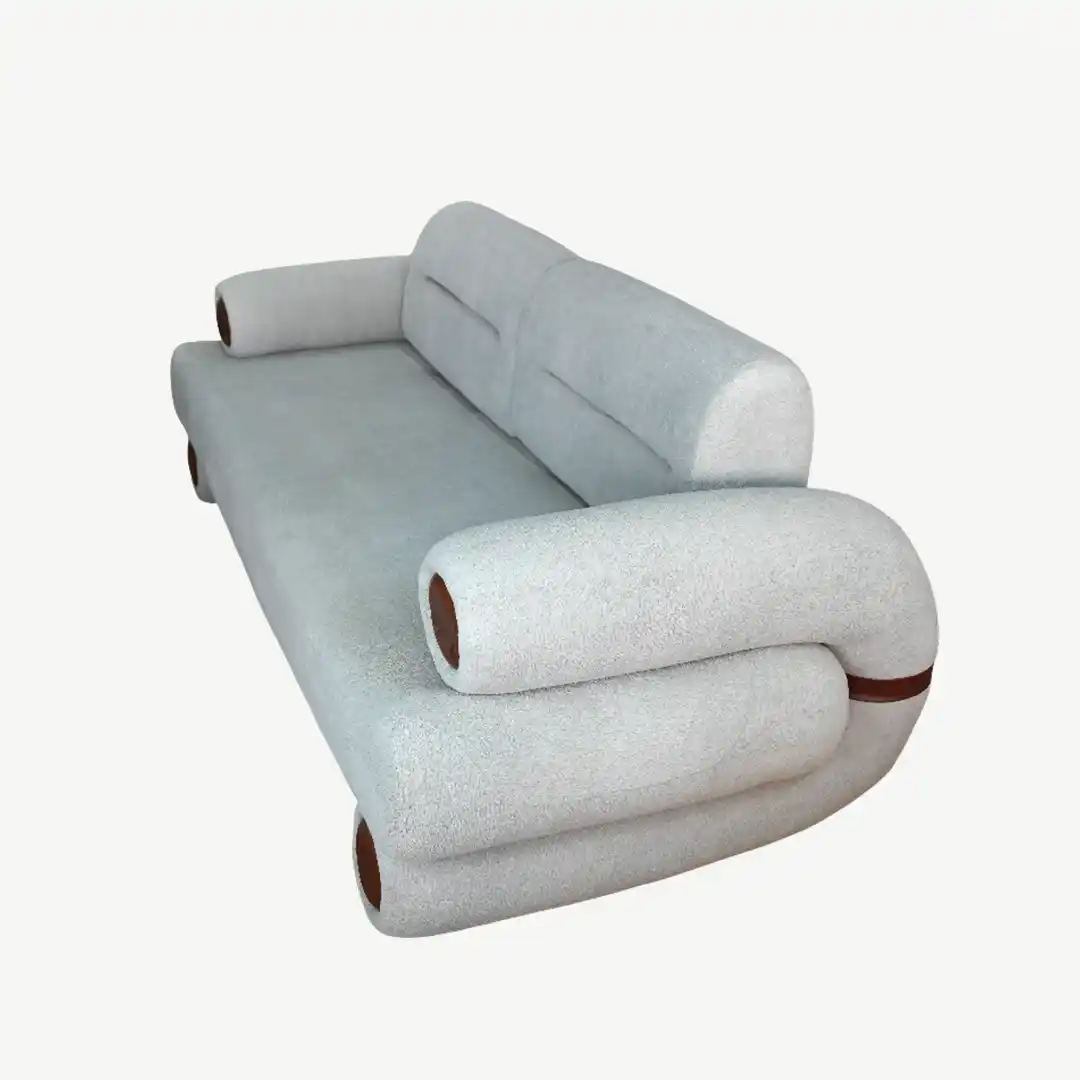 curved sofa set – plush fabric and prominent, sculptural wooden accents – 4 Pieces - Image 23