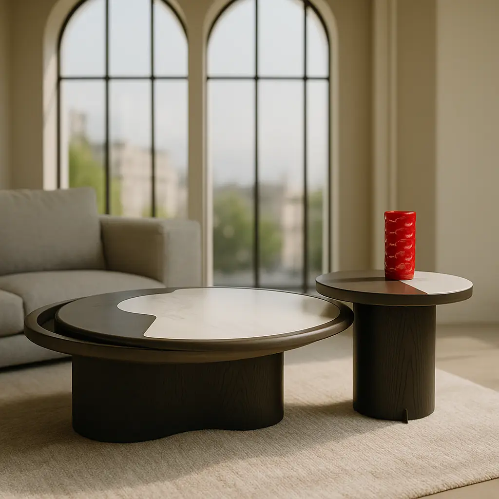 Two-Piece Rotating Nesting Coffee Table Set