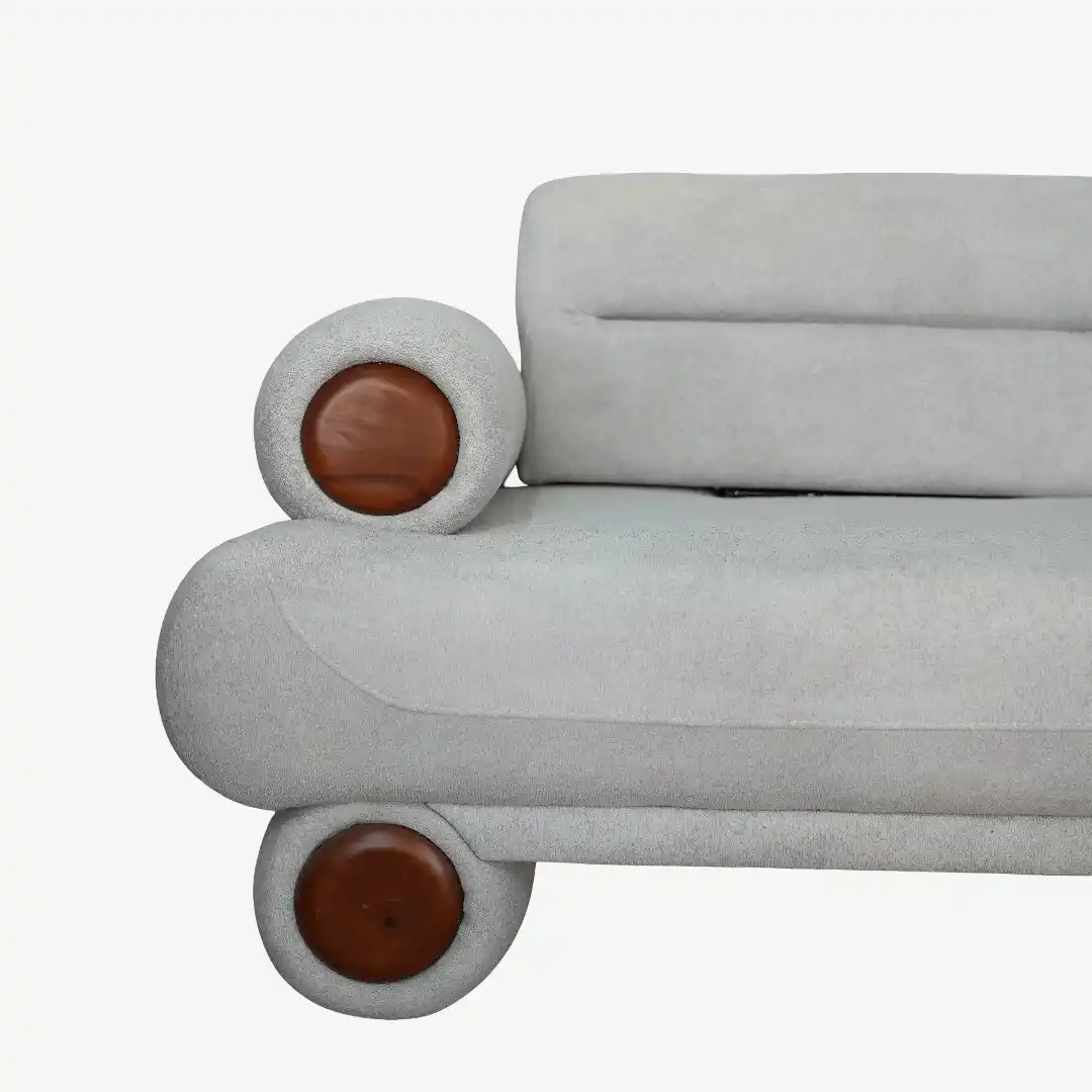 curved sofa set – plush fabric and prominent, sculptural wooden accents – 4 Pieces - Image 20