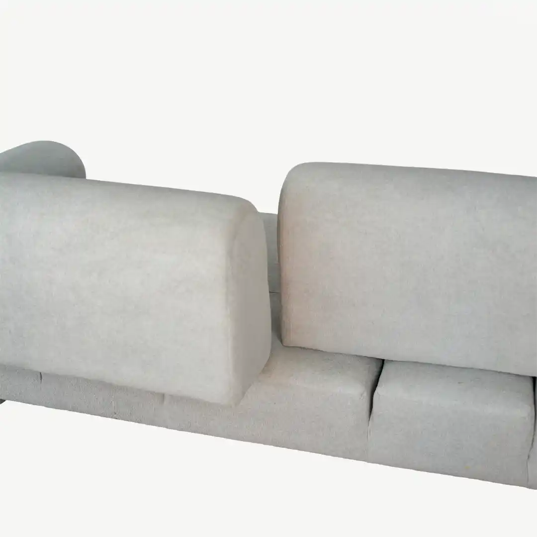 curved sofa set – plush fabric and prominent, sculptural wooden accents – 4 Pieces - Image 19