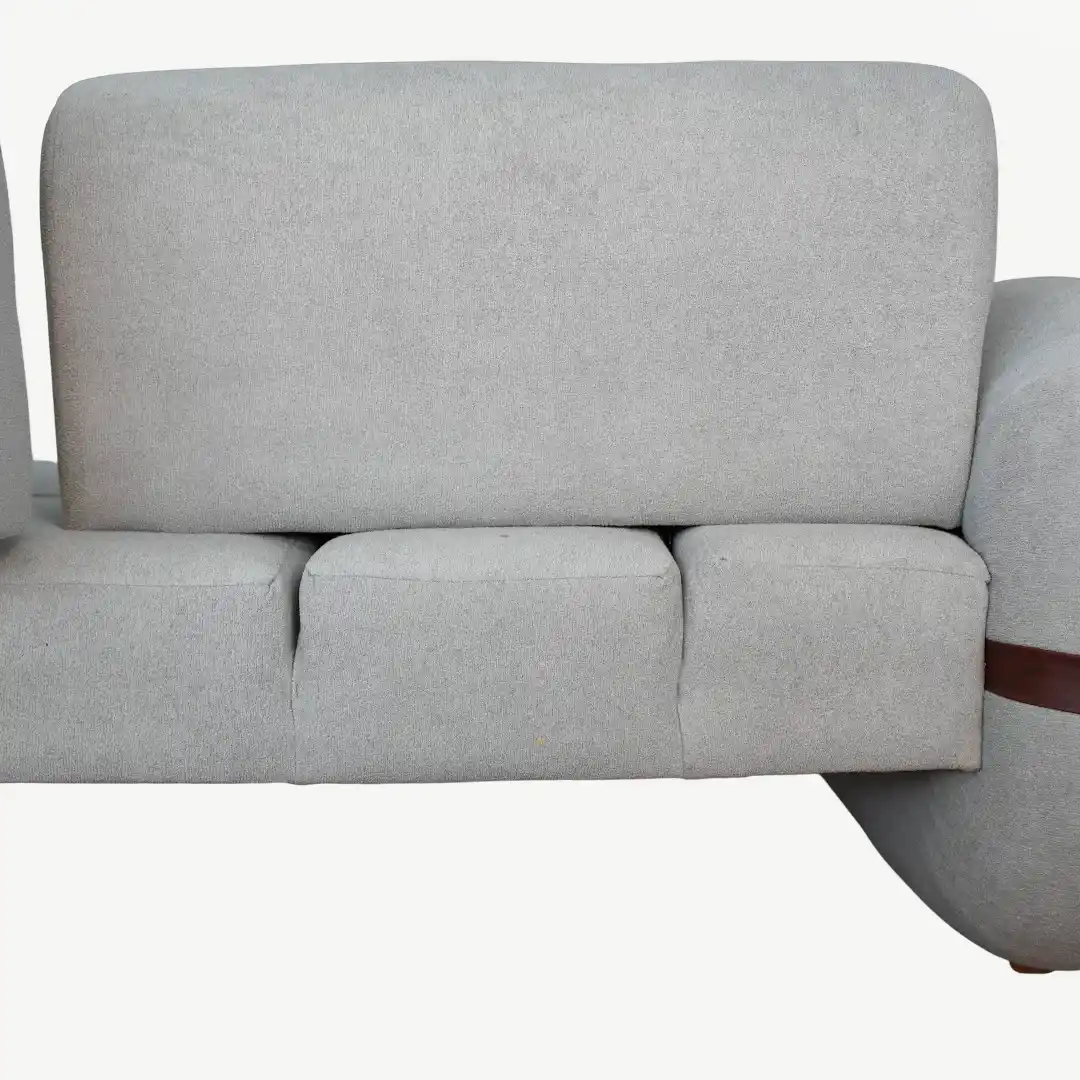 curved sofa set – plush fabric and prominent, sculptural wooden accents – 4 Pieces - Image 18