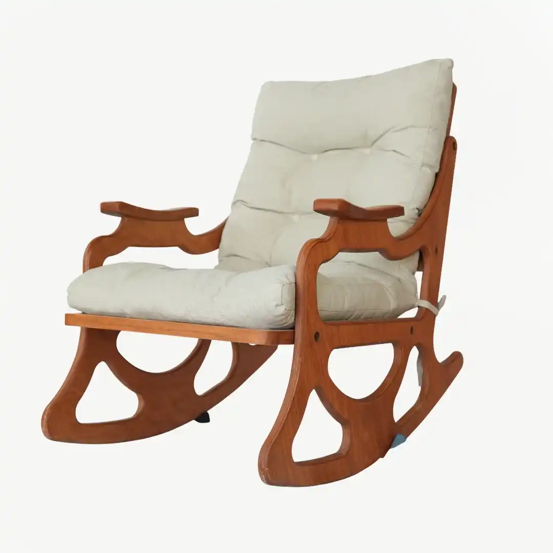 Wooden Rocking Chair with Sculpted Armrests and 80 cm Height - Image 2