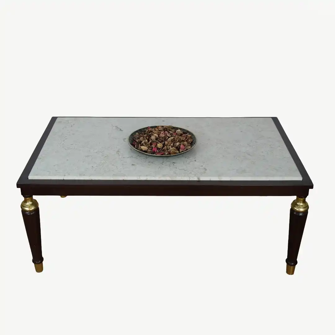 classic sofa set From dark wood frame, light gray upholstery, and decorative pillows – 5 Pieces - Image 5