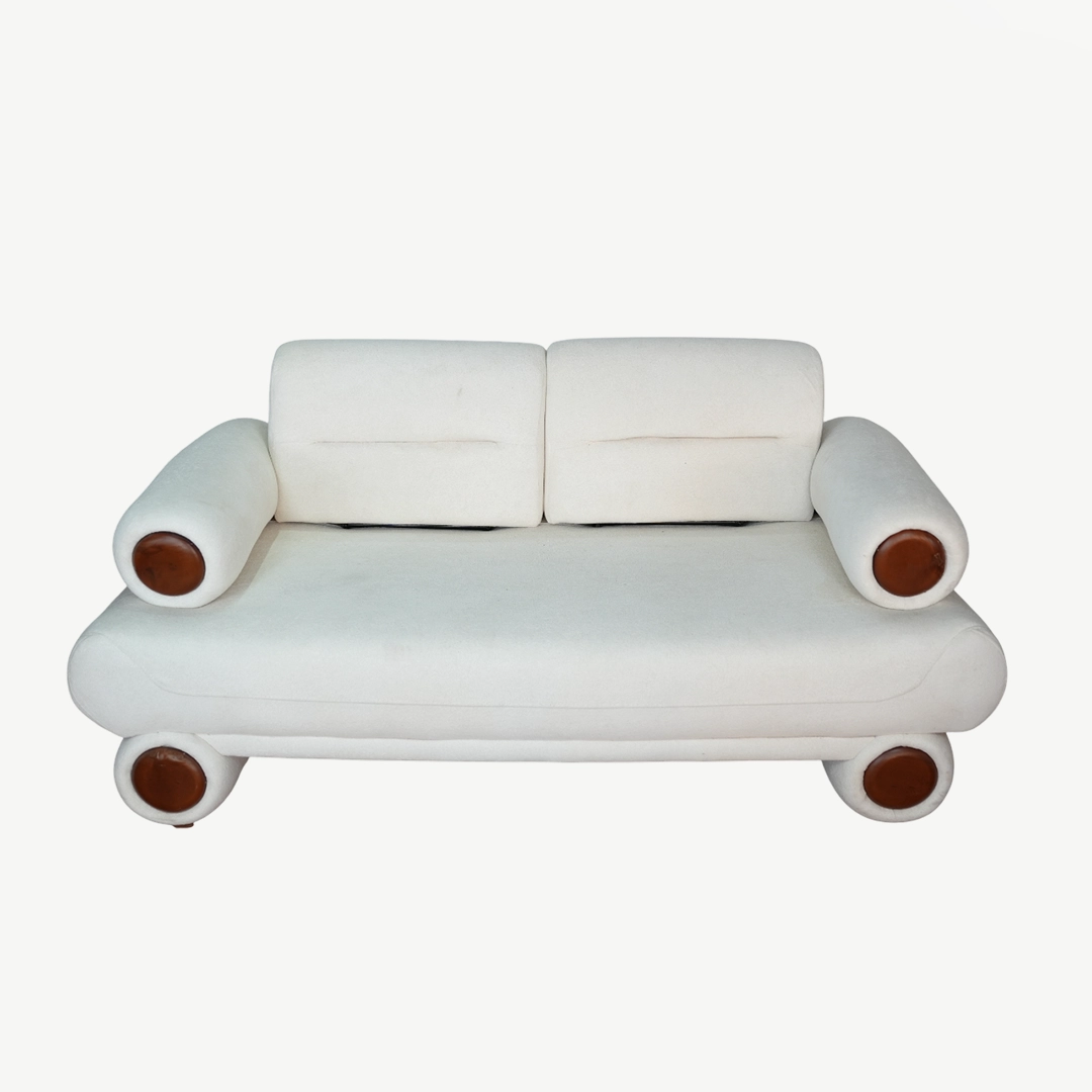 curved sofa set – plush fabric and prominent, sculptural wooden accents – 4 Pieces - Image 14