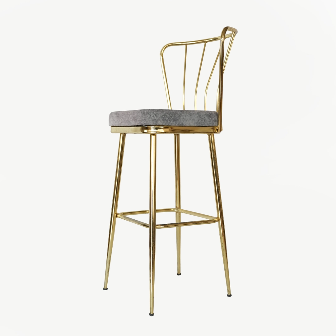 Glamorous Golden Bar Stool with 110 cm Height and 77 cm Seat Height – Velvet Grey - Image 2
