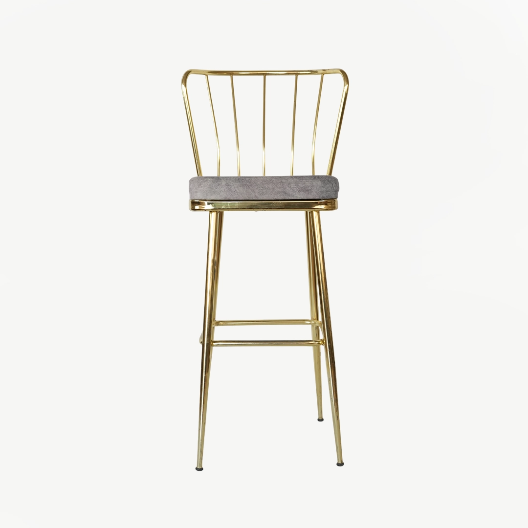 Glamorous Golden Bar Stool with 110 cm Height and 77 cm Seat Height – Velvet Grey - Image 3