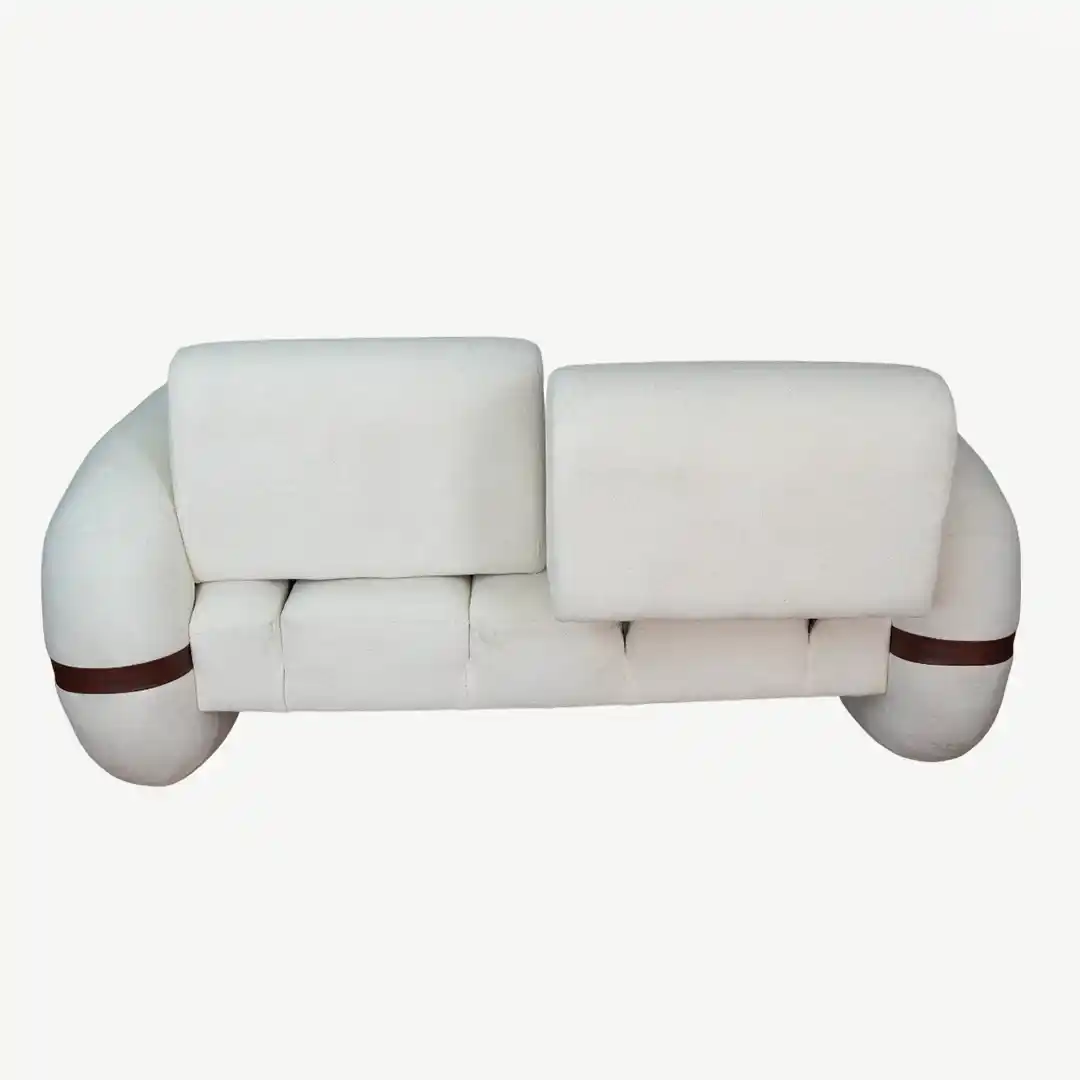 curved sofa set – plush fabric and prominent, sculptural wooden accents – 4 Pieces - Image 13