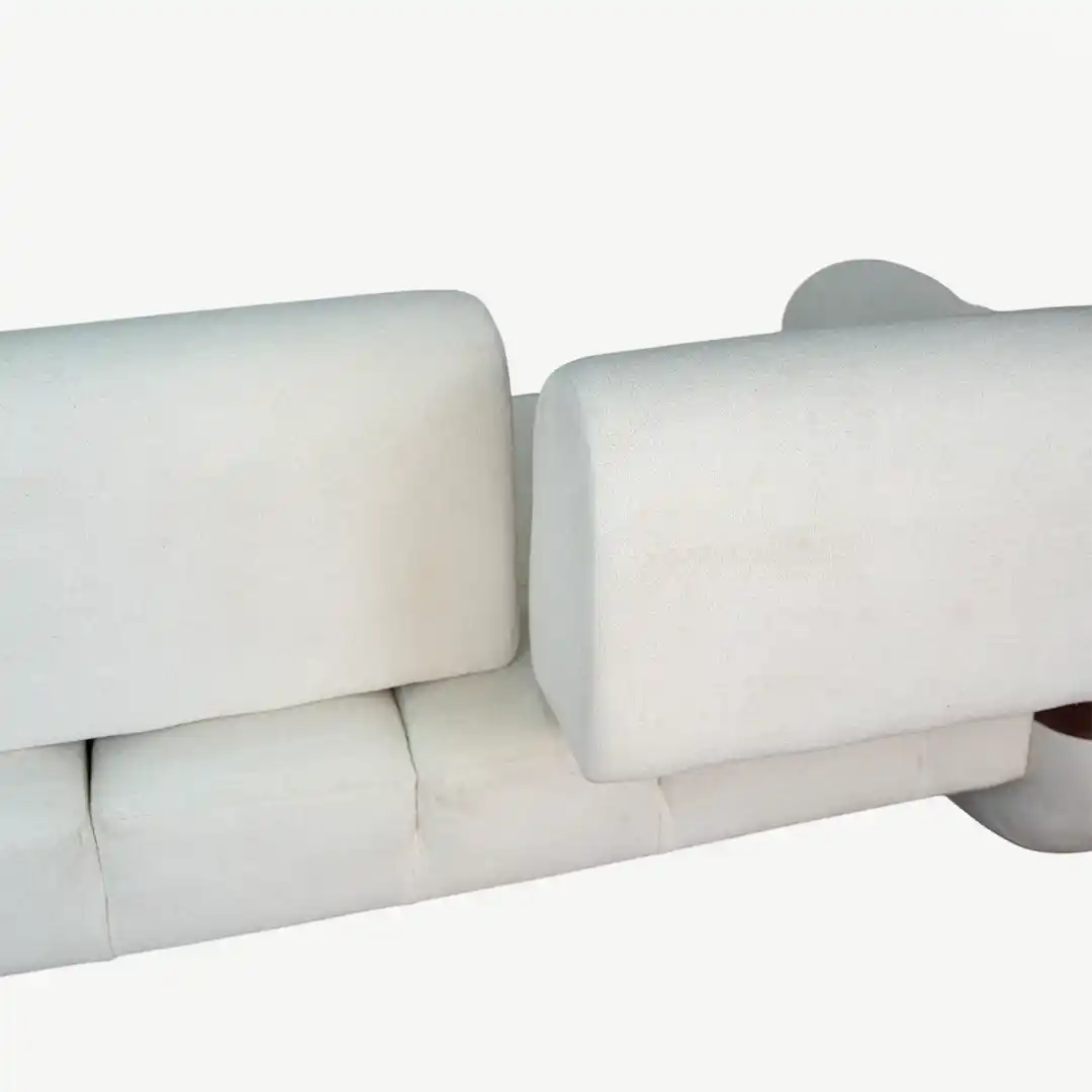 curved sofa set – plush fabric and prominent, sculptural wooden accents – 4 Pieces - Image 12