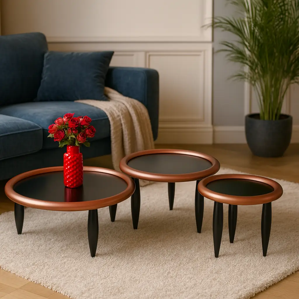 set of three circular side tables