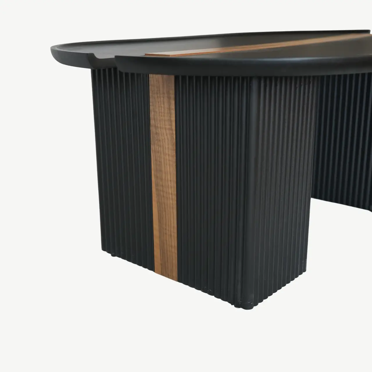 Three-Piece Matte Black Coffee Table Set with Fluted Column Bases - Image 9