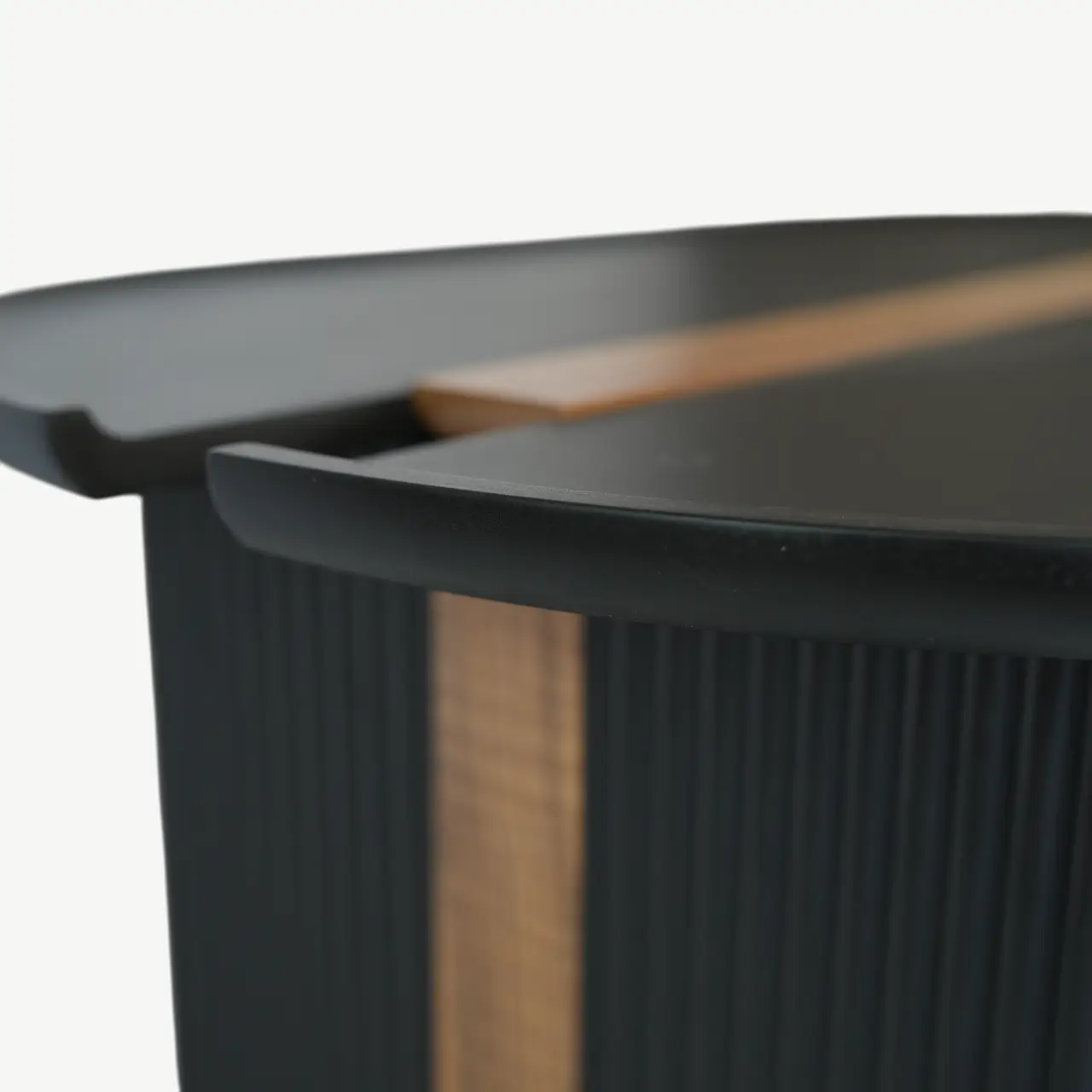 Three-Piece Matte Black Coffee Table Set with Fluted Column Bases - Image 10