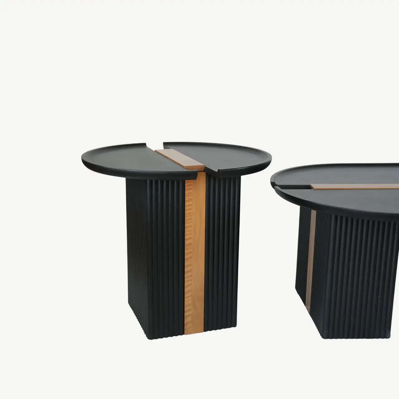 Three-Piece Matte Black Coffee Table Set with Fluted Column Bases - Image 12
