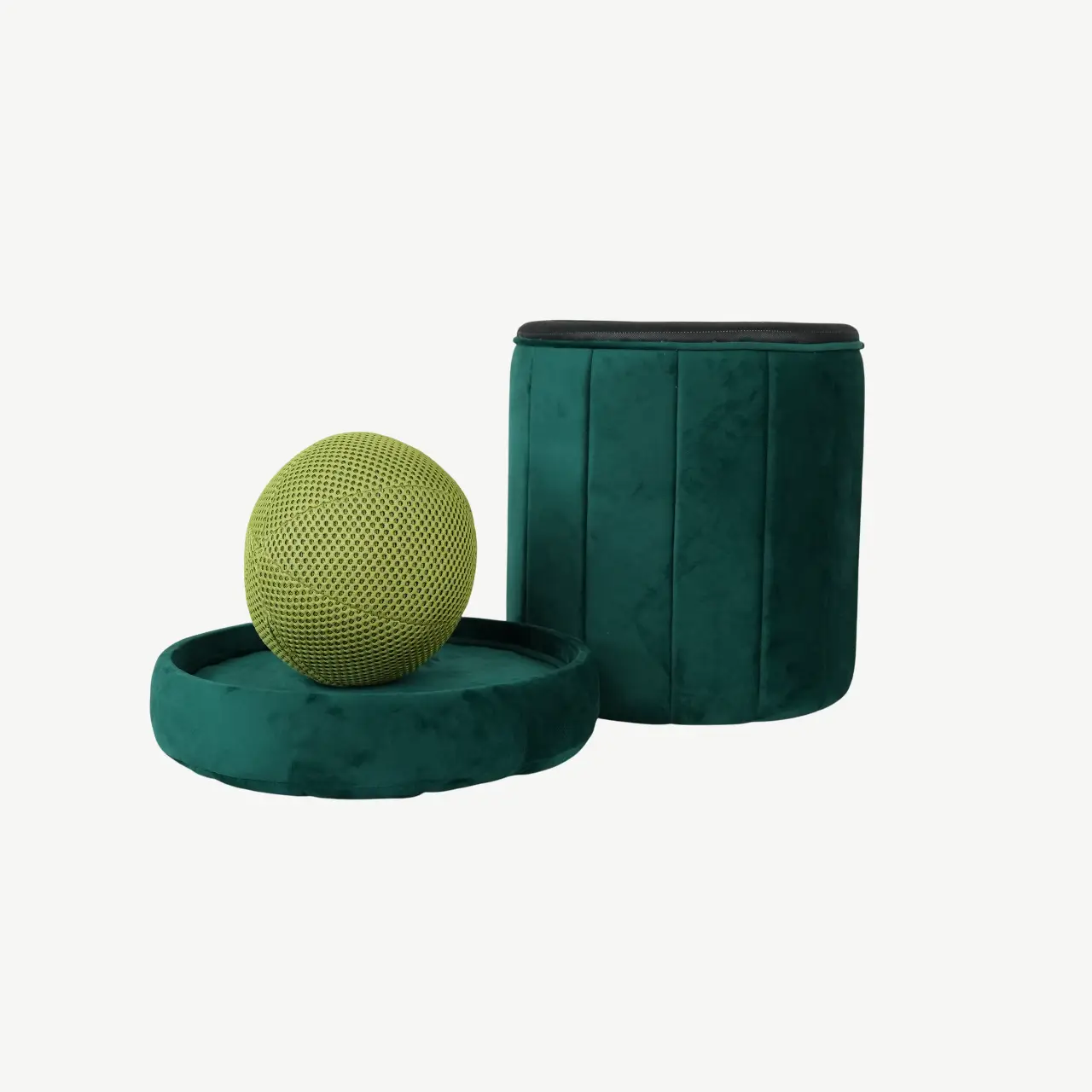 Velvet Storage Ottoman and Round Footrest with 50 cm Height - Image 10