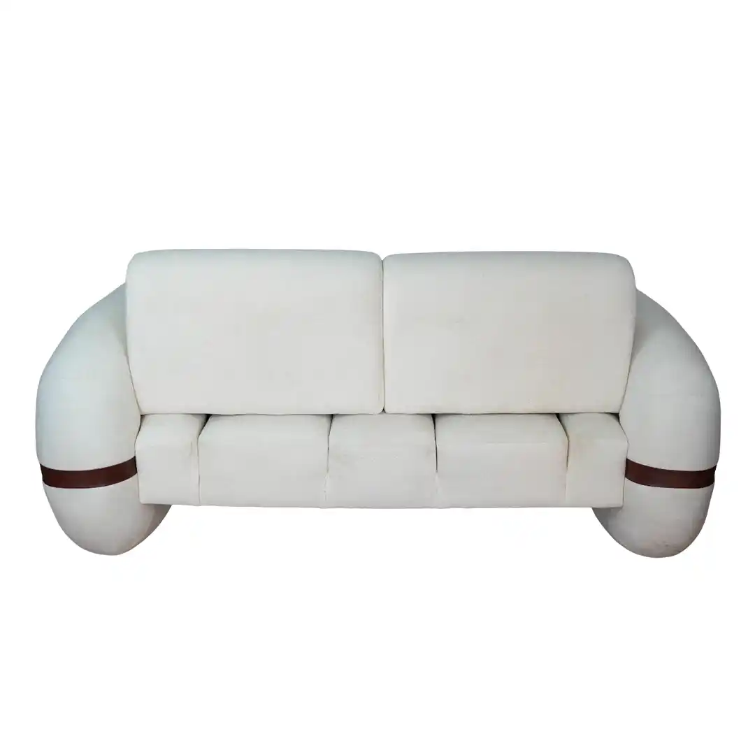 curved sofa set – plush fabric and prominent, sculptural wooden accents – 4 Pieces - Image 11