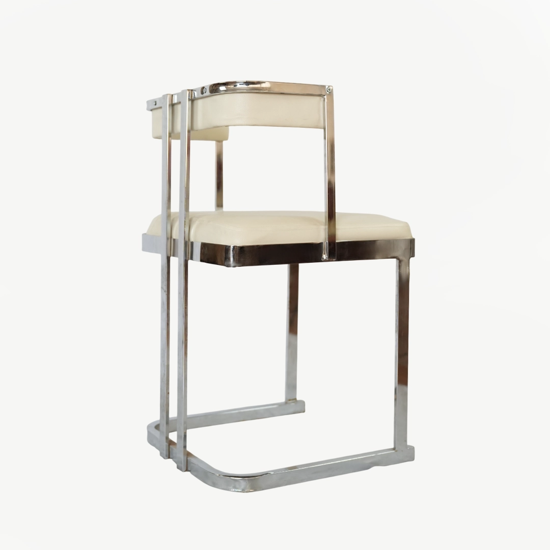 Chrome Frame Accent Chair with 77 cm Height and Open-Back Design - Image 3