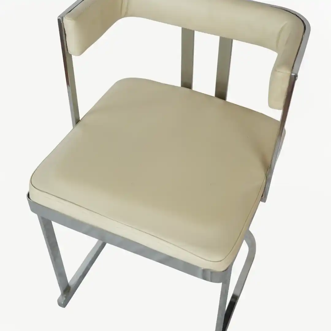 Chrome Frame Accent Chair with 77 cm Height and Open-Back Design - Image 4