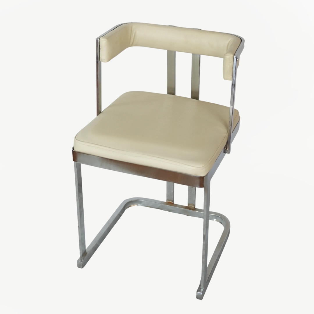 Chrome Frame Accent Chair with 77 cm Height and Open-Back Design - Image 2