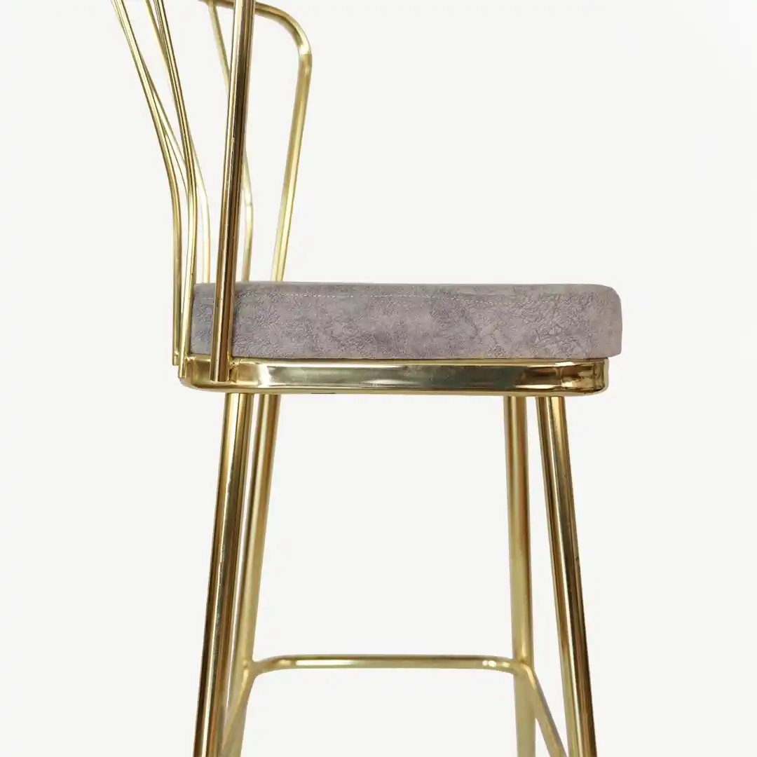 Glamorous Golden Bar Stool with 110 cm Height and 77 cm Seat Height – Velvet Grey - Image 6