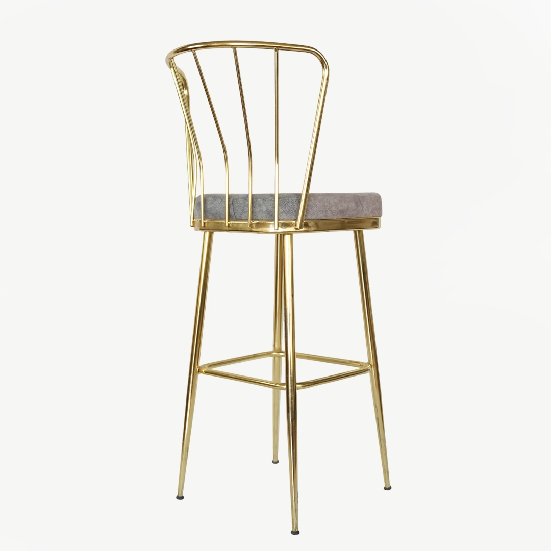 Glamorous Golden Bar Stool with 110 cm Height and 77 cm Seat Height – Velvet Grey - Image 5