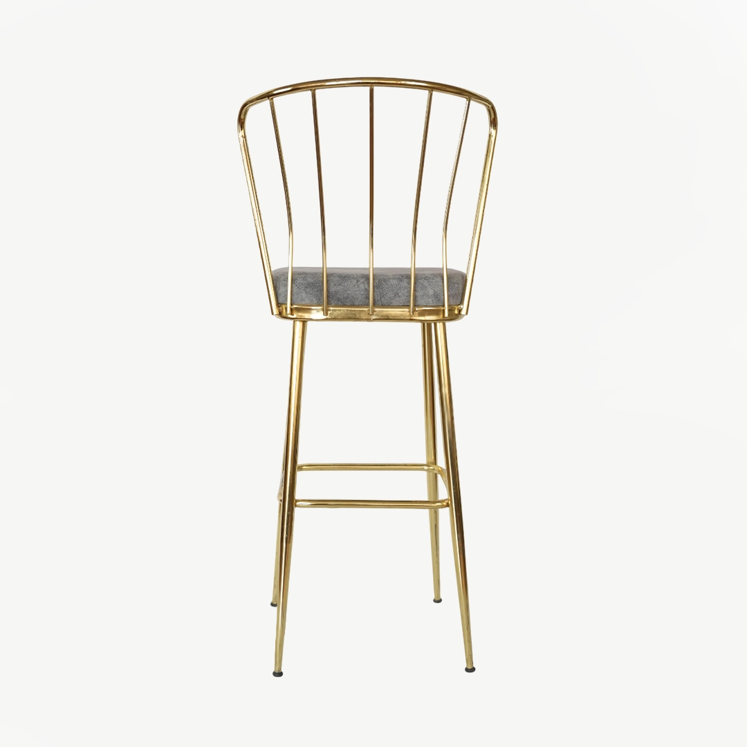 Glamorous Golden Bar Stool with 110 cm Height and 77 cm Seat Height – Velvet Grey - Image 4