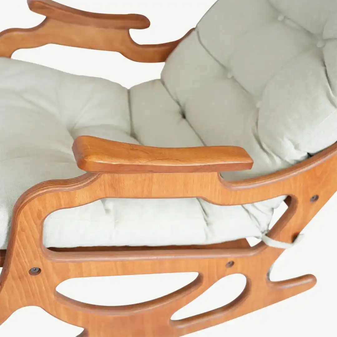 Wooden Rocking Chair with Sculpted Armrests and 80 cm Height - Image 4