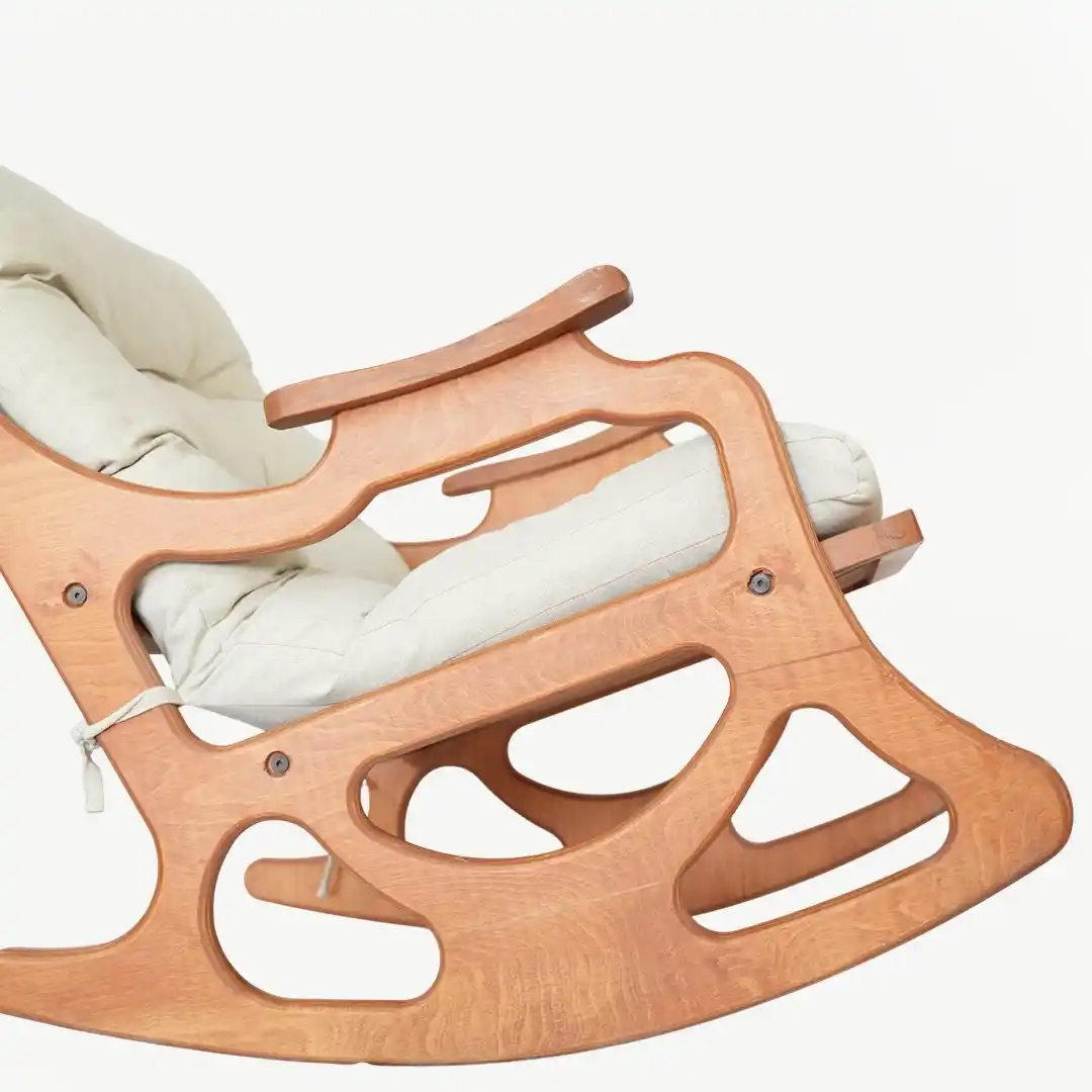 Wooden Rocking Chair with Sculpted Armrests and 80 cm Height - Image 6