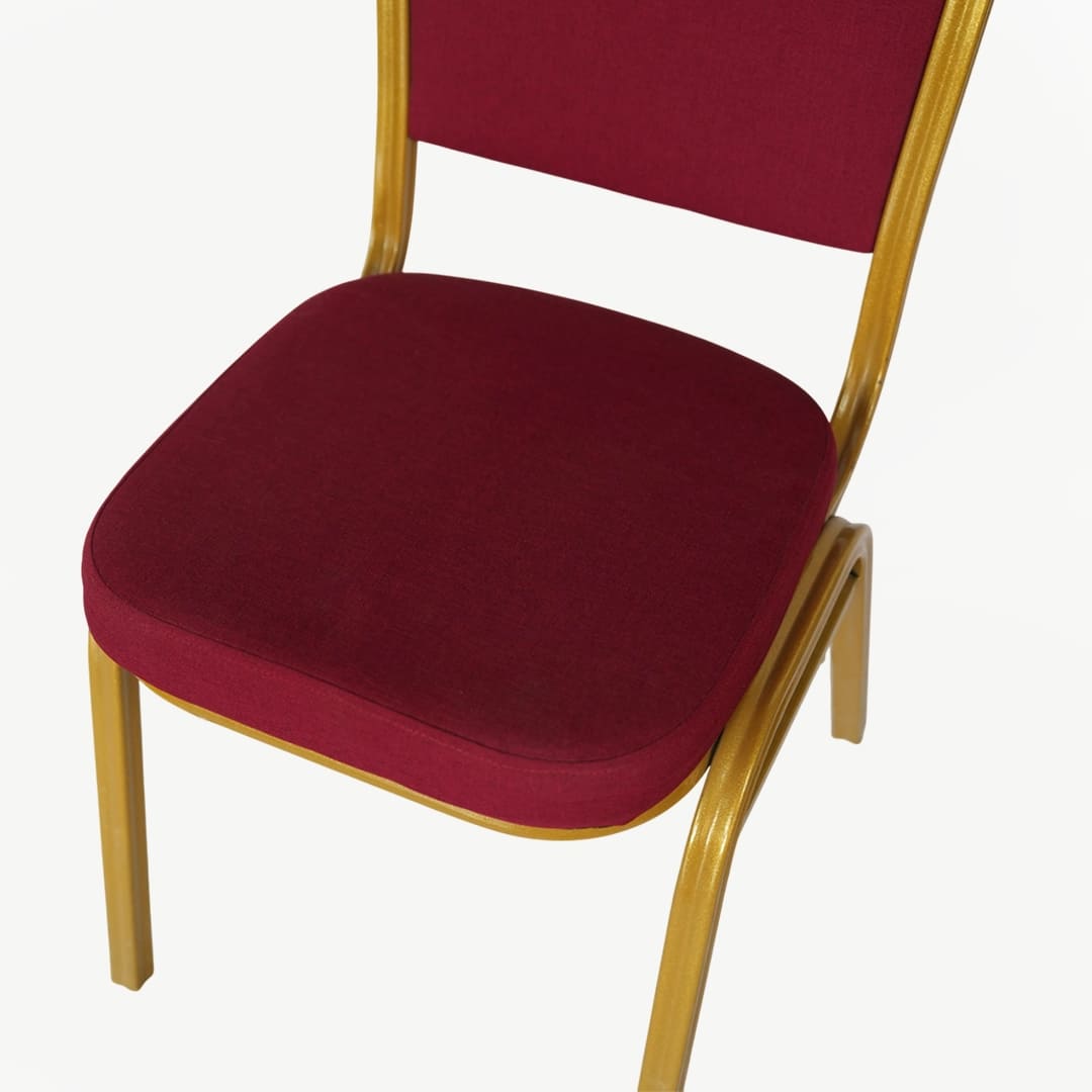 Red Banquet Chair with Gold Metal Frame