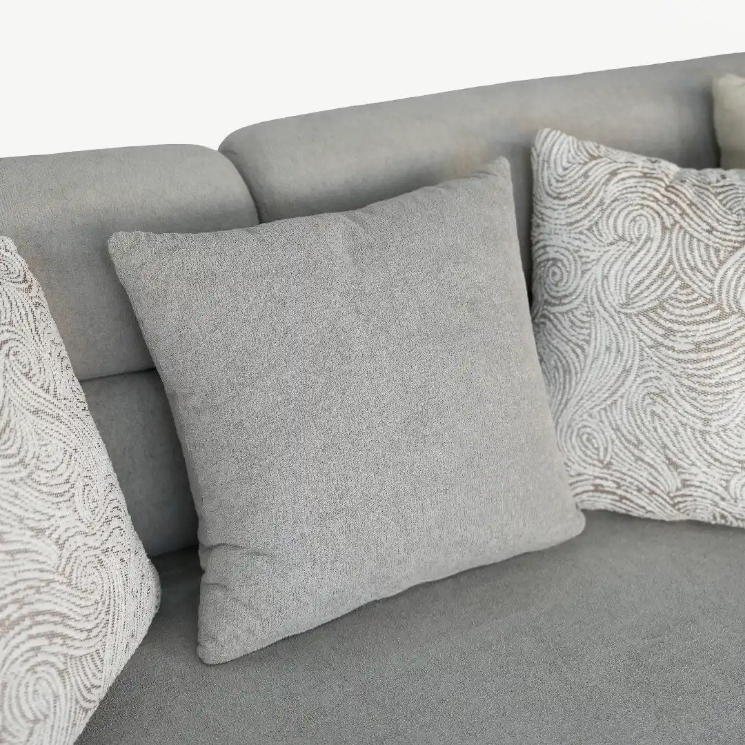 curved sofa set – plush fabric and prominent, sculptural wooden accents – 4 Pieces - Image 27