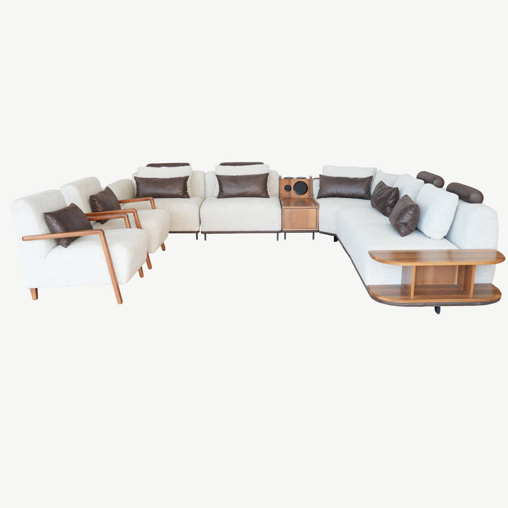 Large and Soft Corner Sofa Set with Integrated Sound System - Image 2