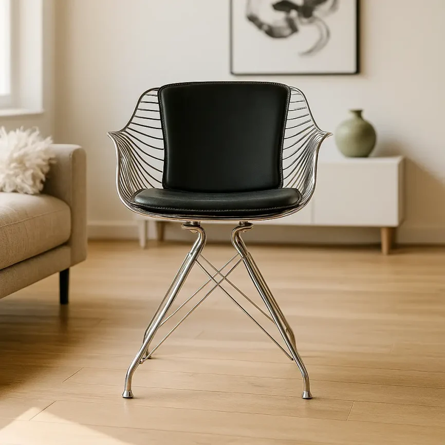 Chrome Wire Swivel Chair