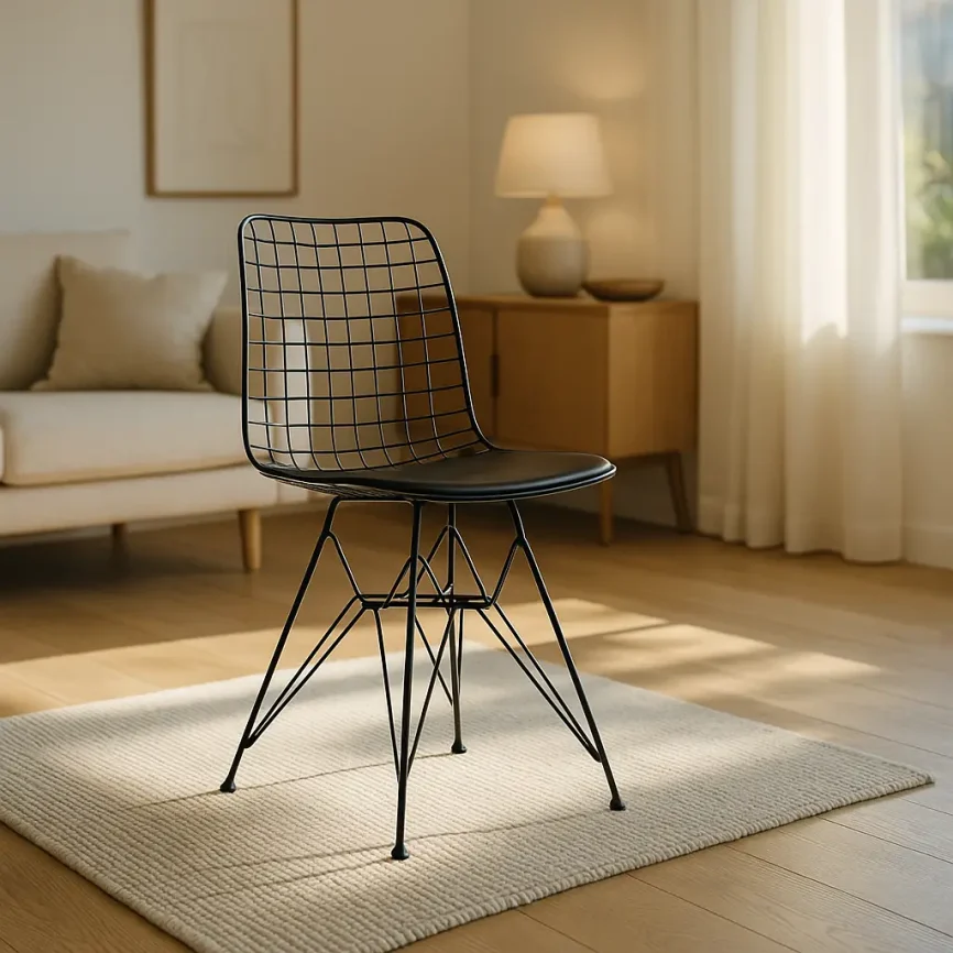 High-Quality Metal Grid Accent Chair